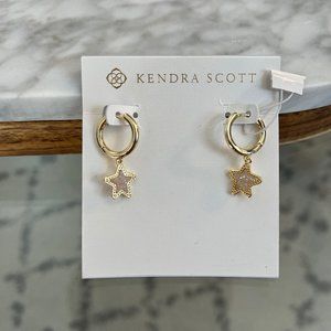 Kendra Scott Gold Jae Star Huggie Hoop Earrings in Iridescent Drusy
